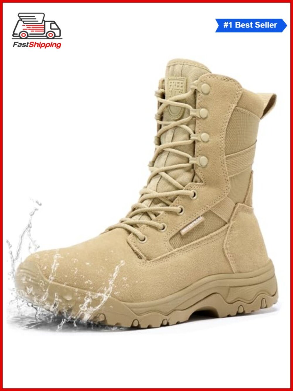 ✨FREE SOLDIER Men's Military Tactical 8" Suede 1000D Cordura Work Boots
